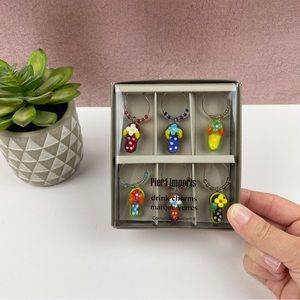 Pier 1 Imports Drink Charms Marque-Verres Beach Sandals Colorful Set Of 6